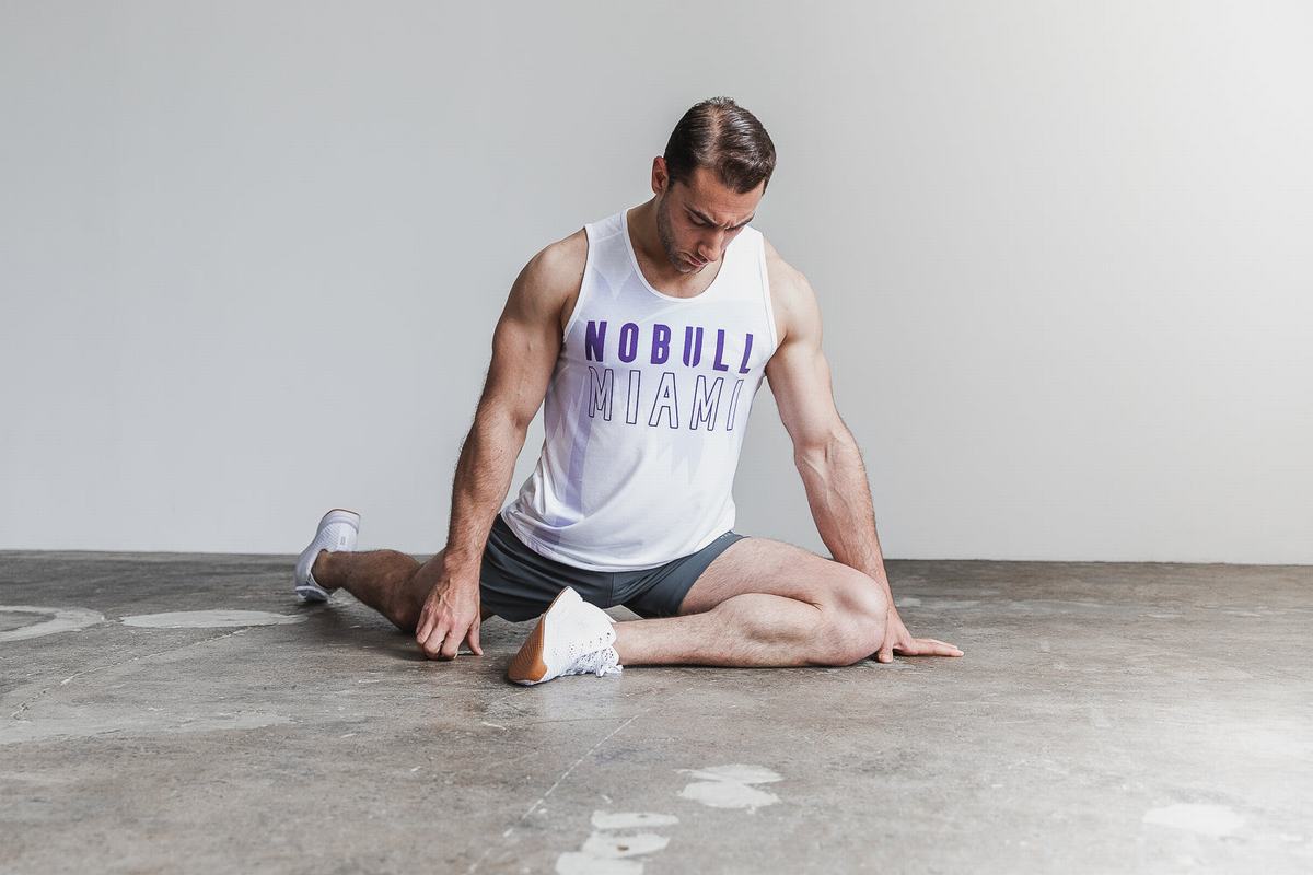 Nobull Miami Palm Men's Tank Tops Purple | Australia (KO7523)